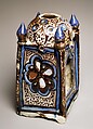 Ceramic Lantern, Stonepaste; underglaze-painted in blue, luster-painted on transparent glaze
