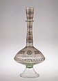 Bottle, Glass; free blown, enameled, and gilded