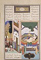 "Siyavush Recounts His Nightmare to Farangis", Folio 195r from the Shahnama (Book of Kings) of Shah Tahmasp, Abu&#39;l Qasim Firdausi (Iranian, Paj ca. 940/41–1020 Tus), Opaque watercolor, ink, silver, and gold on paper