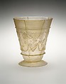 Beaker with Relief-cut Decoration, Glass, colorless; blown, cut