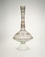 Bottle, Glass; free blown, enameled, and gilded