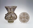 Plate, Glass; free blown, enameled and gilded; tooled on the pontil