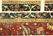 Fragments of a Carpet, Silk (warp and weft), wool (pile); asymmetrically knotted pile