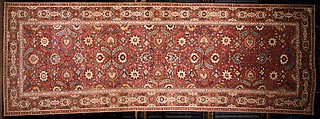 Carpet, Cotton (warp and weft), wool (pile); asymmetrically knotted pile