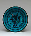 Bowl, Stonepaste;  painted and incised under transparent turquoise glaze