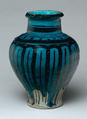 Vase, Stonepaste; painted under transparent turquoise glaze