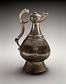 Ewer with Lamp-Shaped Spout, Brass; cast, chased, engraved, inlaid with silver and black compound