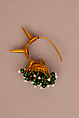Earring, One of a Pair, Gold and glass beads