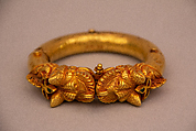 Bracelet (Kada), One of a Pair, Gold, rubies, emerald