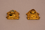 Ornament, One of a Pair, Gold; set with glass