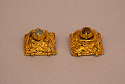 Ornament, One of a Pair, Gold; set with glass