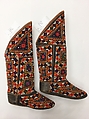 Boots, Leather, silk; embroidered