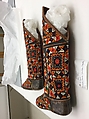 Boots, Leather, silk; embroidered