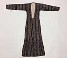 Woman's Entari Robe, Silk, cotton, and metal wrapped thread; satin weave, ikat; plain weave, printed; braided