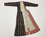 Woman's Entari Robe, Silk, cotton, and metal wrapped thread; satin weave, ikat; plain weave, printed; braided