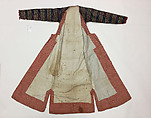 Woman's Entari Robe, Silk, cotton, and metal wrapped thread; satin weave, ikat; plain weave, printed; braided