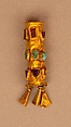 Hair Ornament, Gold; set with stones including garnets and turquoise