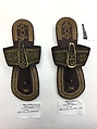 Sandals, Leather, cortical fiber; embroidered