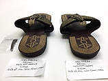 Sandals, Leather, cortical fiber; embroidered