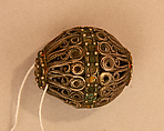 Bead, Silver, vitreous enamel