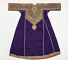 Dress, Silk, metal wrapped thread; embroidered