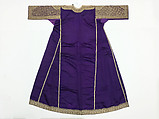 Dress, Silk, metal wrapped thread; embroidered