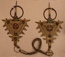 Fibula, SIlver, metal alloys, semi-precious stones, enamel