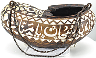 Beggar's Bowl (Kashkul), Wood; inlaid with camel bone