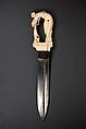 Dagger with Yali Hilt, Hilt: Ivory; carved and inlaid with glass, ruby, spinel, and emerald
Blade: Steel