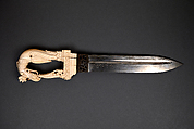 Dagger with Yali Hilt, Hilt: Ivory; carved and inlaid with glass, ruby, spinel, and emerald
Blade: Steel