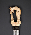 Dagger with Yali Hilt, Hilt: Ivory; carved and inlaid with glass, ruby, spinel, and emerald
Blade: Steel