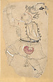 Dancing Minstrel or Gaddi Shepherd, Black ink, lead white, washes in dilute red and red lead, black chalk underdrawing on lightweight machine made paper