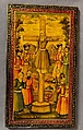 Mirror Case Depicting Crucifixion Scene, Muhammad Isma&#39;il Isfahani (Iranian, 1814–1892), Pasteboard, papier-maché; opaque watercolor, gilded, and lacquered