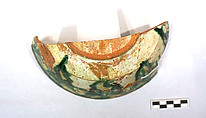 Vessel with Splashed Decoration, Earthenware; white slip, incised and splashed with polychrome glazes under transparent glaze (sgraffito ware)