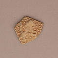 Ceramic Fragment, Earthenware; slip covered with molded decoration, unglazed