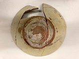 Bowl, Earthenware; white slip under clear yellow glaze
