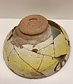 Bowl, Earthenware; white slip under transparent glaze running from pale greenish at center to strong yellow at rim