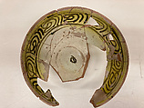 Bowl, Earthenware; white slip under transparent glaze running from pale greenish at center to strong yellow at rim