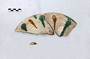 Fragment of a Bowl, Earthenware; white slip with polychrome slip decoration under transparent glaze, incised