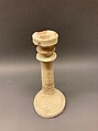 Stand or Candlestick, Earthenware; slip covered and incised, unglazed