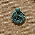 Pendant, Earthenware; turquoise blue glaze