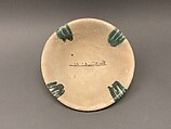 Bowl, Earthenware; buff slip, splashed polychrome glazes
