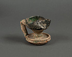 Lamp, Earthenware; white slip, under green glaze
