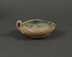 Lamp, Earthenware; red body under green glaze