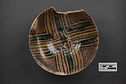 Bowl, Earthenware; buff slip, underglaze painted in black slip and polychrome pigments under transparent glaze