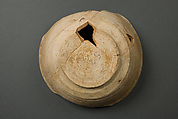 Bowl, Earthenware; buff slip, with polychrome slip decoration under transparent glaze
