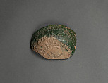 Fragment of a Bowl, Earthenware; molded decoration, green glazed