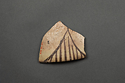 Fragment of a Bowl, Earthenware; white slip, incised and splashed with polychrome glazes under transparent glaze (sgraffito ware)