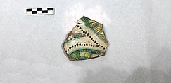 Fragment of a Bowl, Earthenware; white slip, incised and splashed with polychrome glazes under transparent glaze (sgraffito ware)