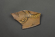 Fragment of a Dish, Earthenware; buffish red body, no slip, painted polychrome decoration, under transparent glaze